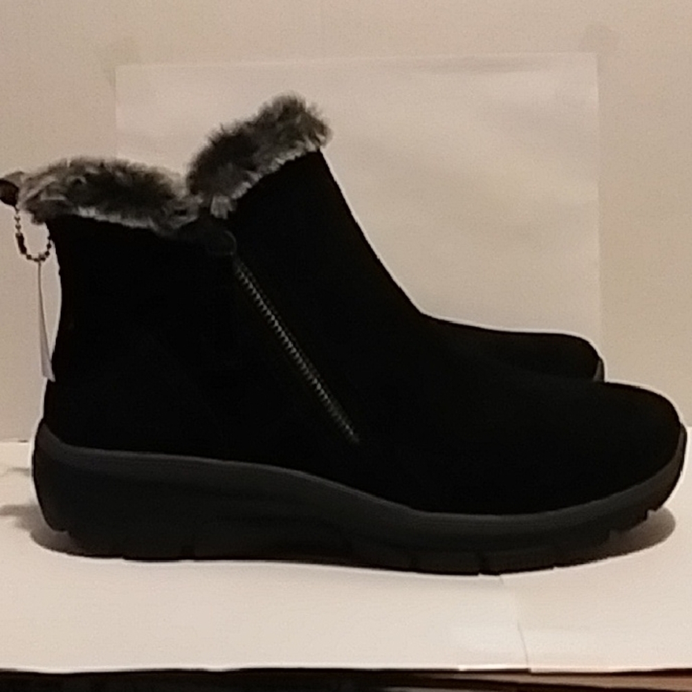 Skechers Black Faux Fur Ankle Boots